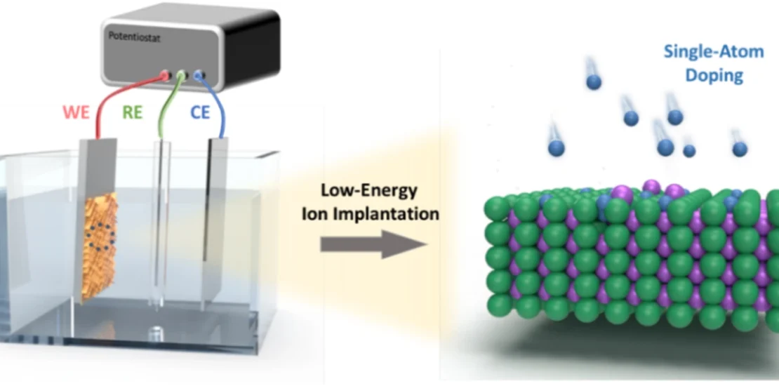 Schematic showing fabrication of pristine CeO2-x and metal-ion implanted CeO2 nanoflakes