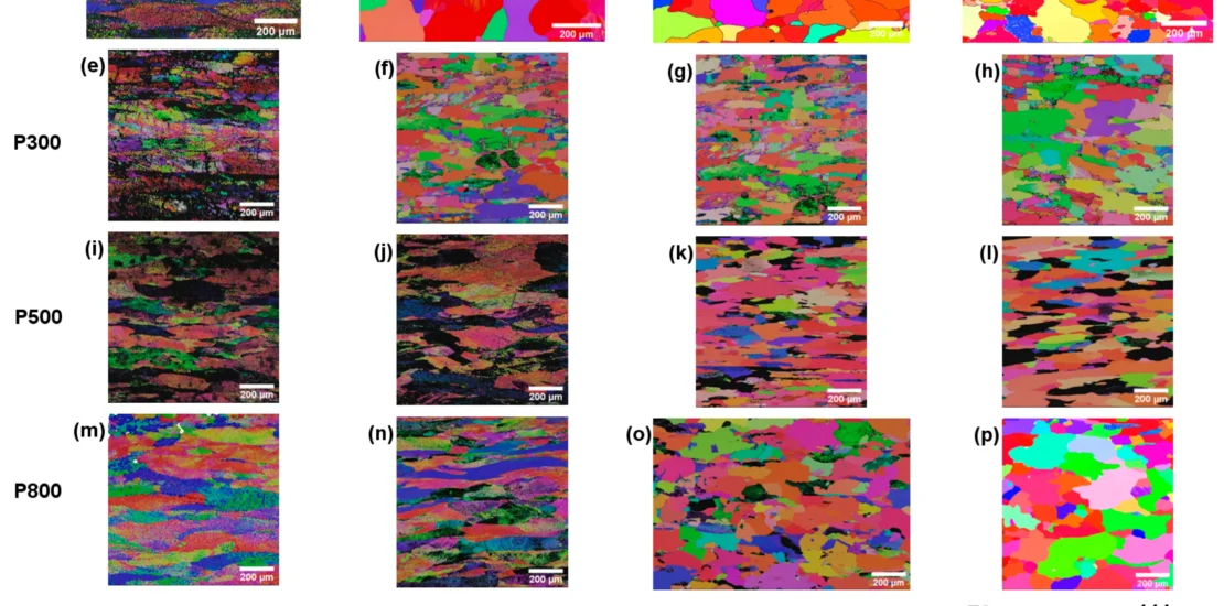 EBSD orientation maps with inverse pole figure colours